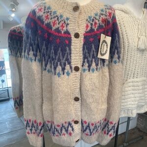 Frantic Sky Lagoon Button Up Sweater